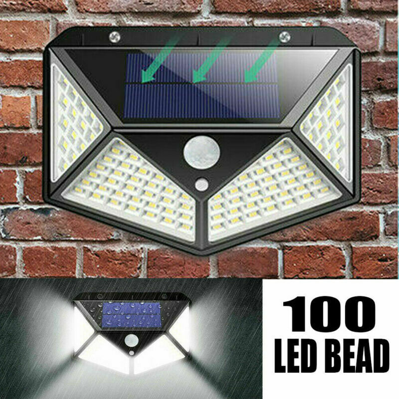 100LED Solar Powered PIR Motion Sensor Light Garden Outdoor Security Lights