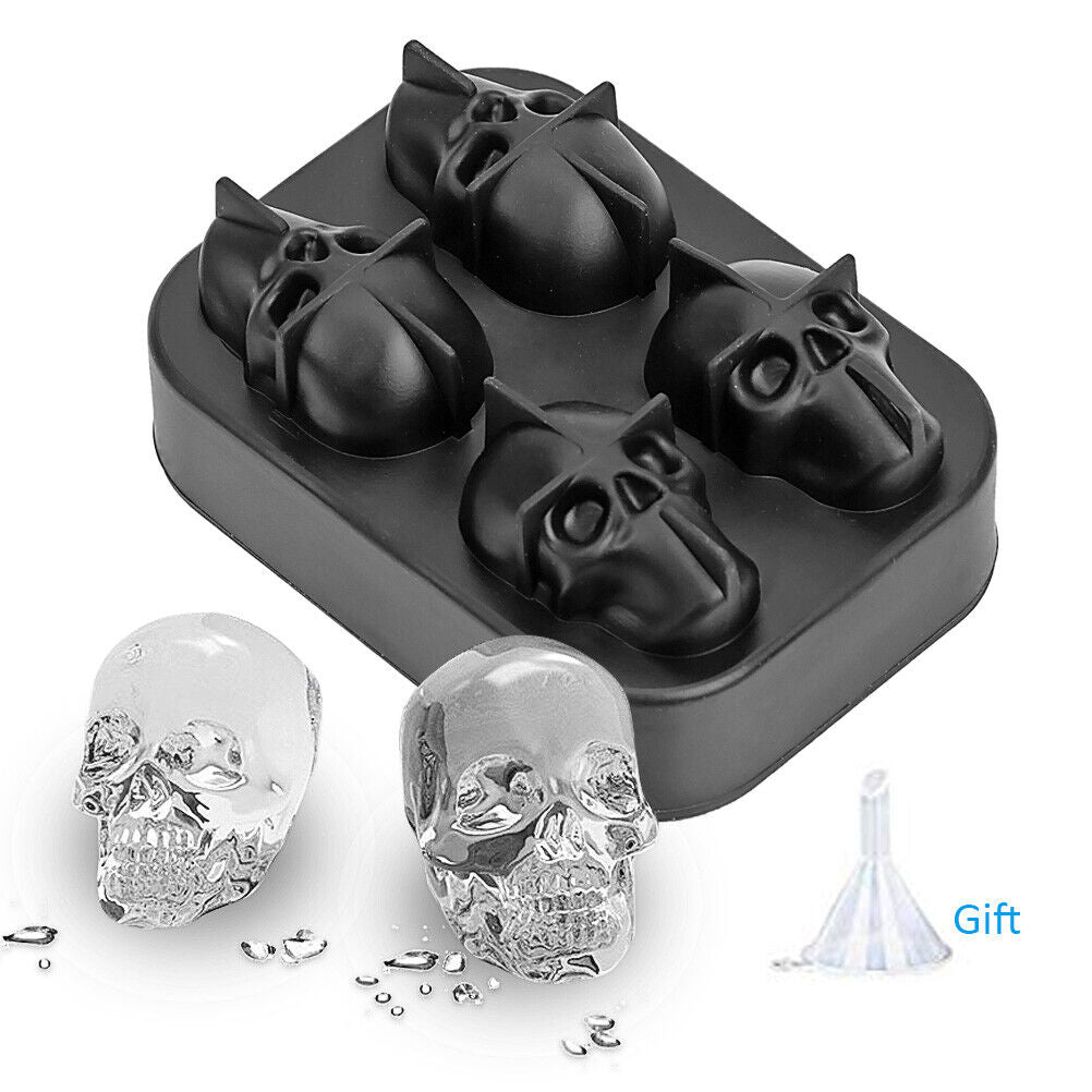 3D Skull Silicone Mold Ice Cube Maker Jelly Chocolate Mould Tray Skull Ice Cubes