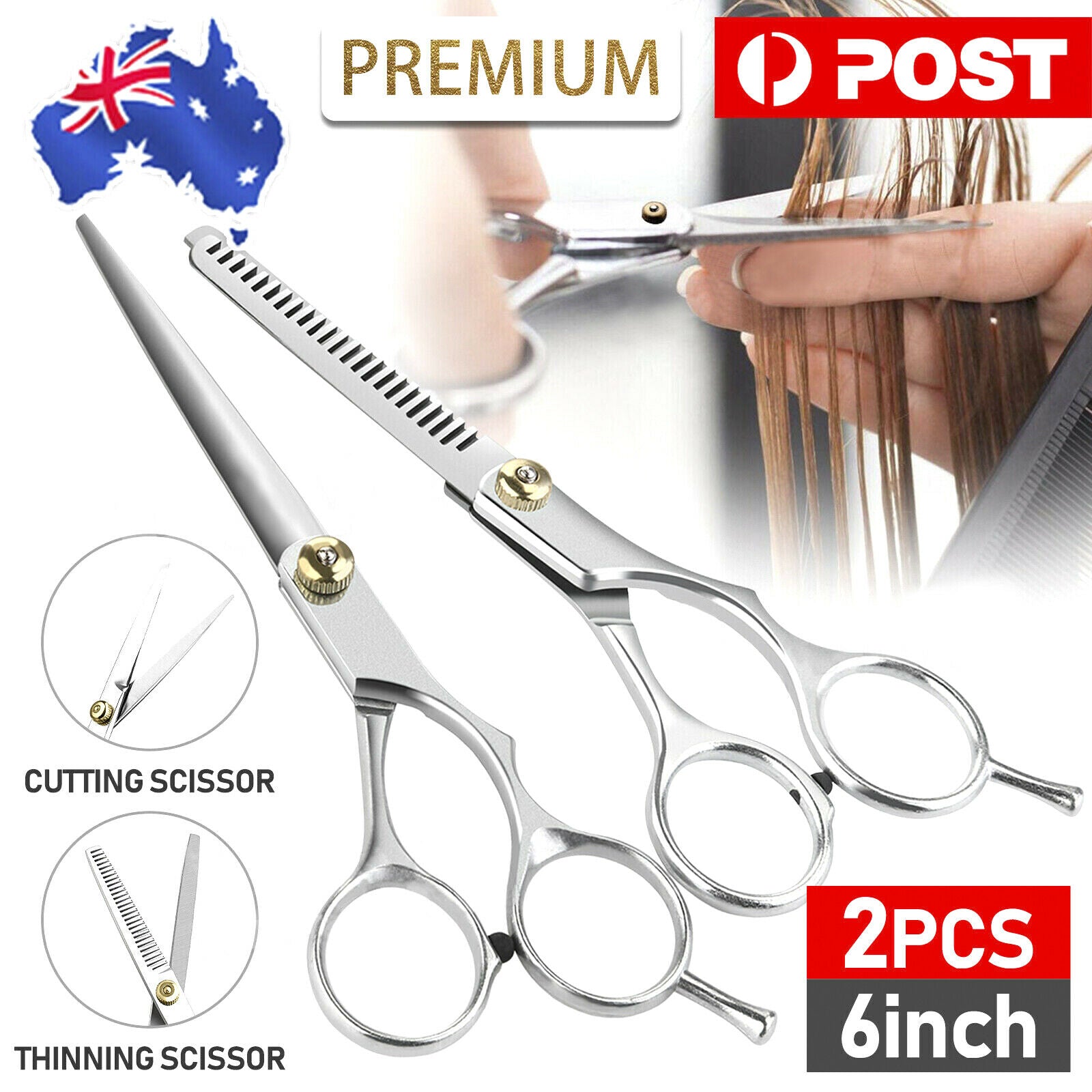 2x 6" Professional Hair Cutting Scissors Set