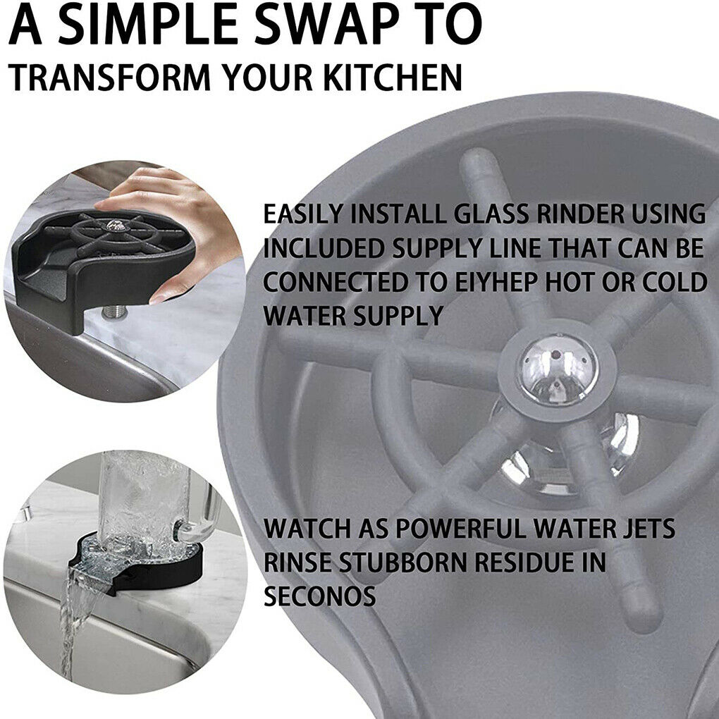 CLEARANCE- Glass Rinser Automatic Faucet Cup Washer Sink Bottle Cleaning for Bar Kitchen