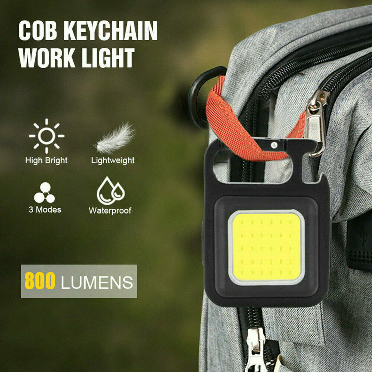 Mini COB Flashlights 800 Lumens Bright Rechargeable Keychain - Foto 6