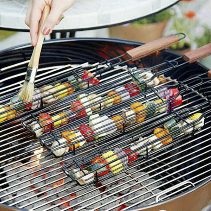 Free shipping- BBQ Grill Mesh Clip Stainless Steel Outdoor Grilling Basket