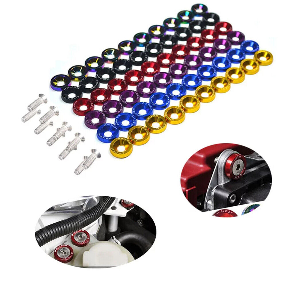CLEARANCE- 10PCS M6 JDM Car Modified Hex Plate Bolts Styling Concave Washer Bumper Screws