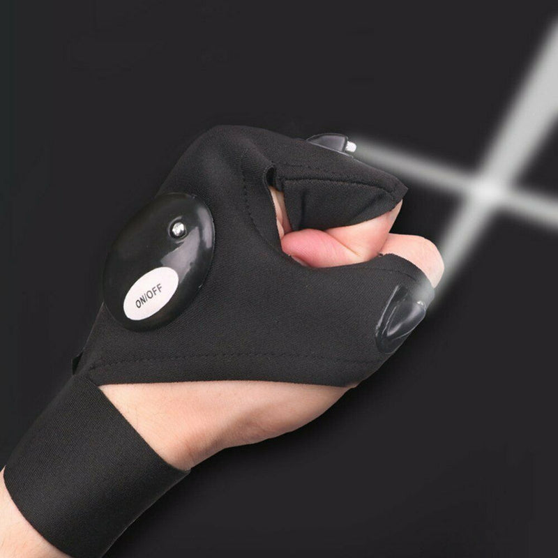 Free shipping- 2pcs Finger Glove with LED Light Flashlight Gloves Outdoor Gear Rescue Night Fishing