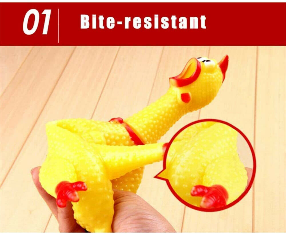 Funny Screaming Chicken Toy Squeaker Shrilling Pet Dog Bite Squeeze Rubber Chew