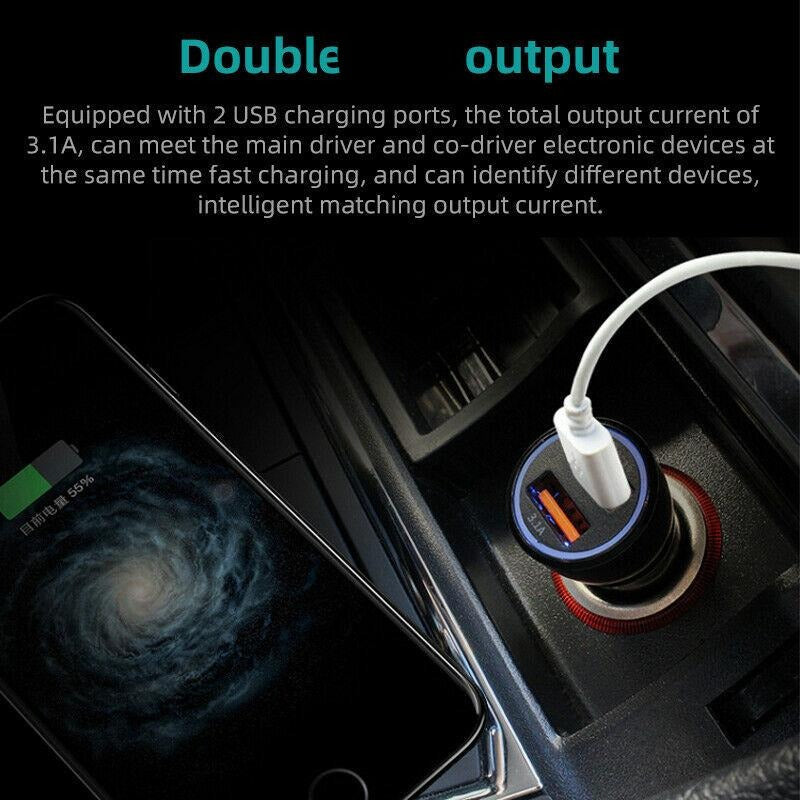 36W Dual Port Car Charger PD QC3.0 FAST Charge USB Type C Cigarette Lighter Adapter
