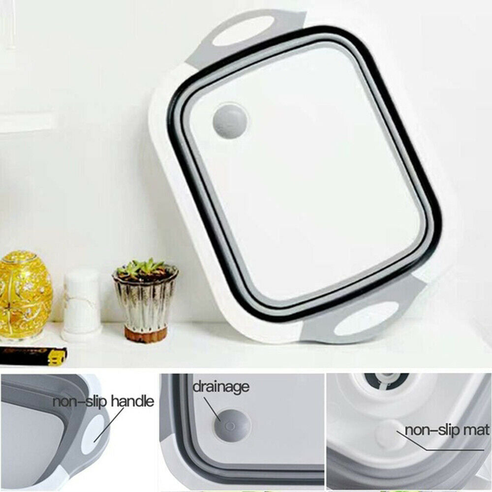 CLEARANCE- 4 in 1 Folding Chopping Cutting Board Multifunctional Tool Sink Drain Basket NEW