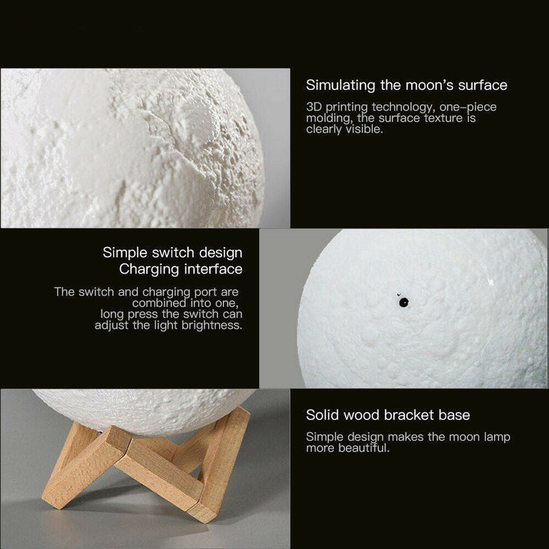 3D Dimmable Moon Touch Sensor Lamp