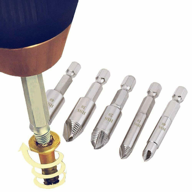 Free shipping- 5pc Damaged Broken Stripped Screw Drill Bit Tool Set Bolt Remover