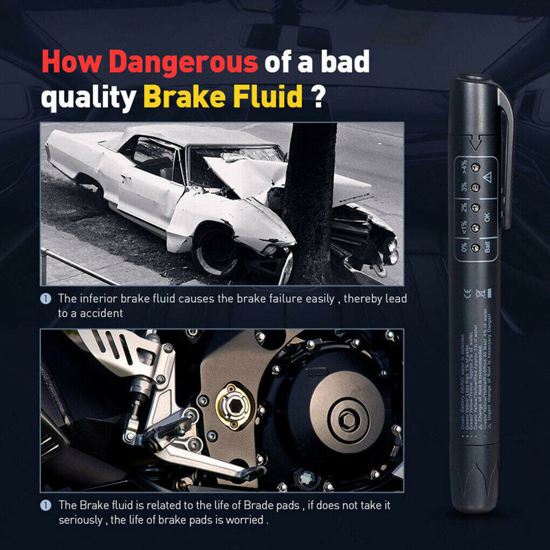 Free shipping- Brake Oil Fluid Tester LED Moisture Liquid Tool Car Vehicle Test Indicator Pen