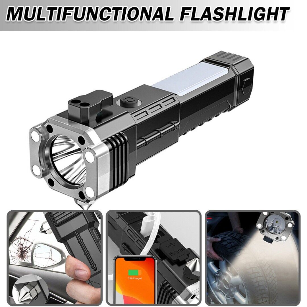 Super Powerful Metal Stun Safety Tactical Rechargeable LED Flashlight ...