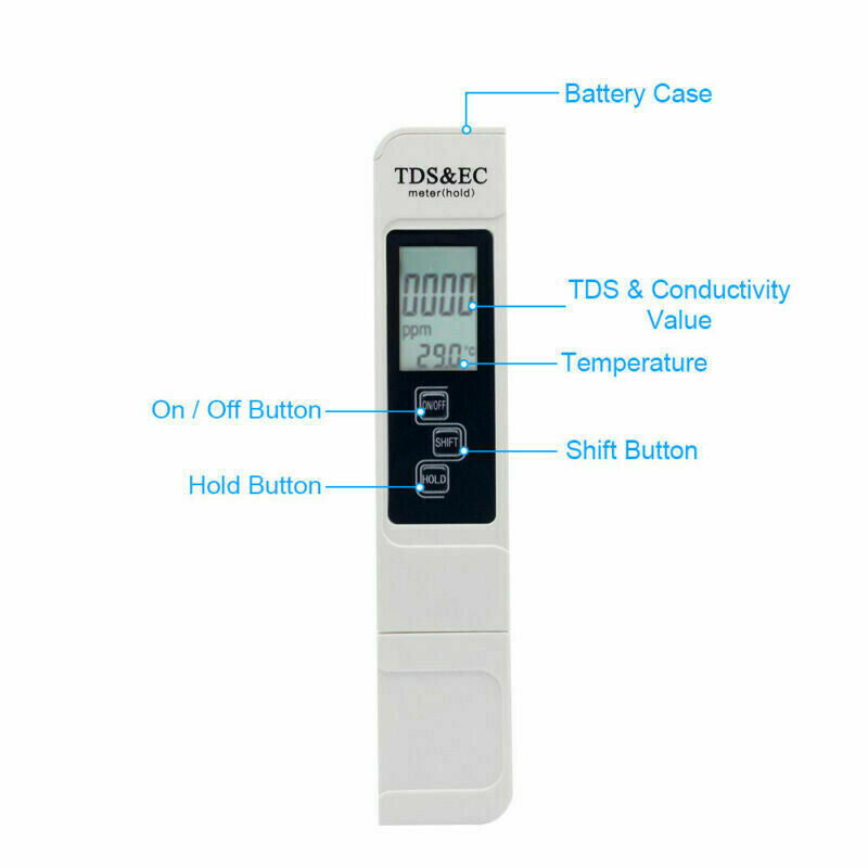 3 IN 1 Digital LCD TDS & EC Meter Tester with Leather Case