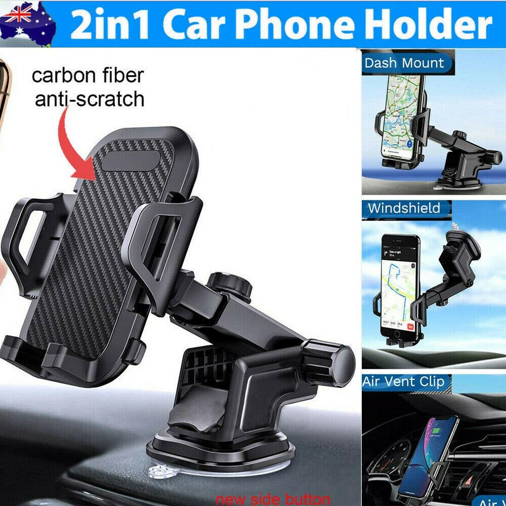 Universal 360° Windshield Mount Car Holder Cradle Long Neck For iPhone12 Samsung