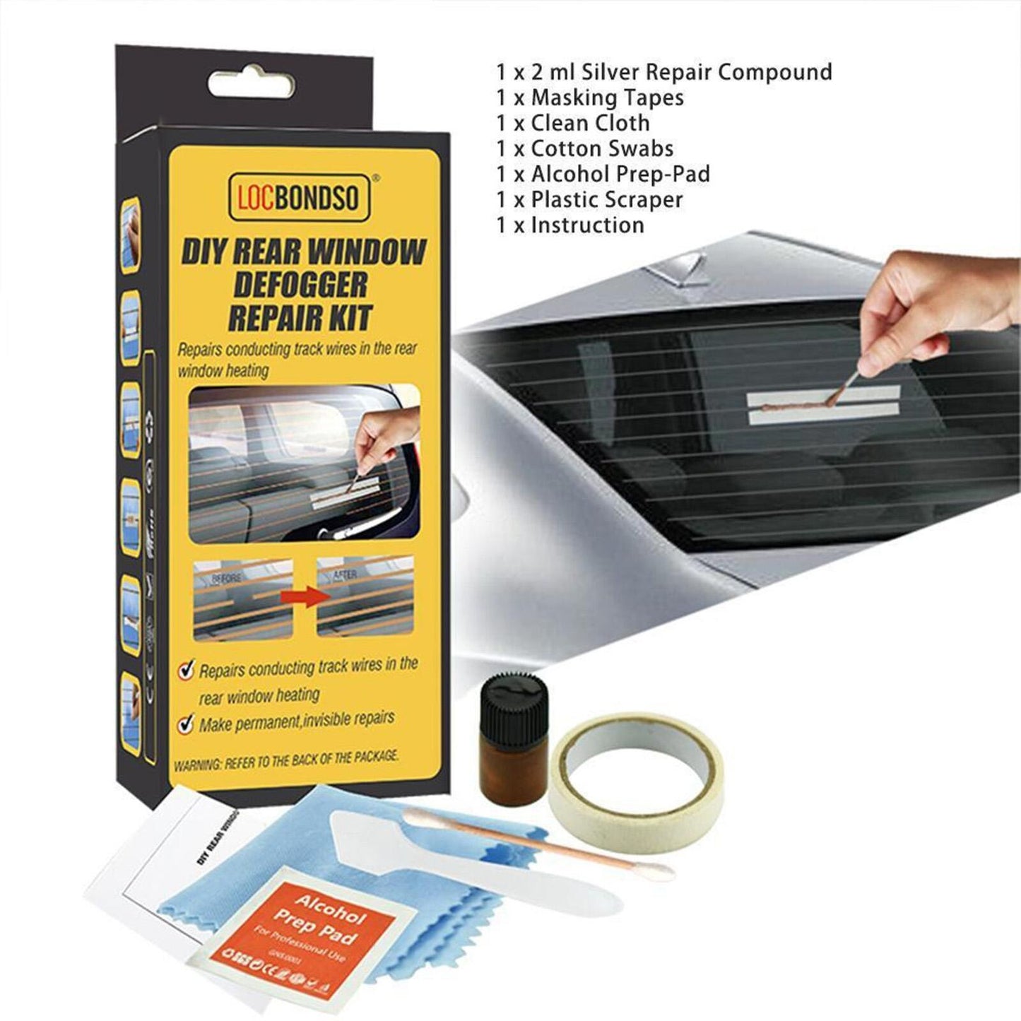 CLEARANCE- LOCBONDSO Complete Rear Window Defogger/Demister Repair Kit
