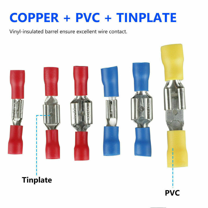 Free shipping- 280Pcs Waterproof Cable Lug Ring Battery Copper Tube Connector Kits Terminal Crimper Flat