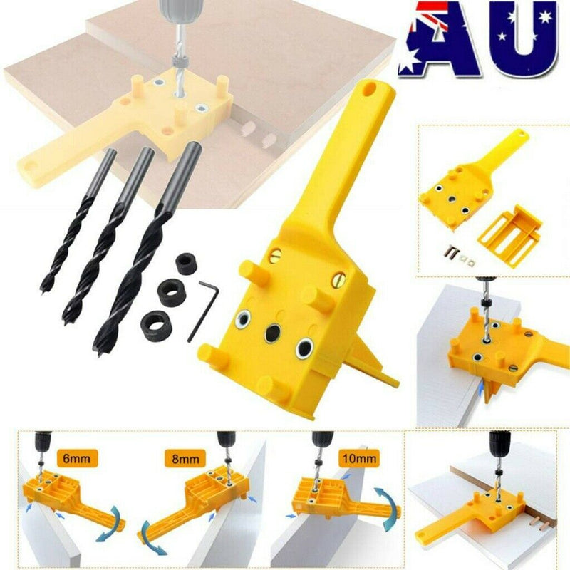 Free shipping- 8 IN 1 Handheld Woodwork Doweling Jig Drill Guide Wood Dowel Drilling Hole Accessory