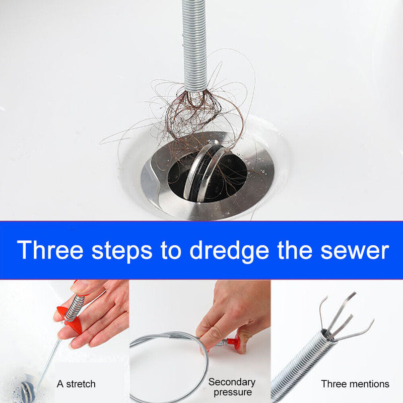 0.6M/2M Extra long Flexible Pick Up Tool Claw Retrieve Metal Drainage Cleaning Bend Spring