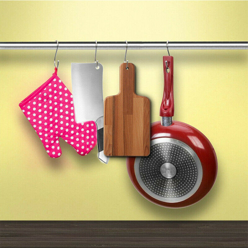 Free shipping-  10X/20X/30X Stainless Steel S Shape Hooks Kitchen Hanger Rack Clothes Hanging Holders