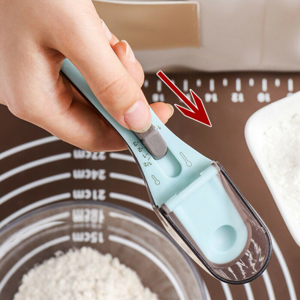 Free shipping- 2pcs Baking Plastic Kitchen Scale Gauge Scoop Adjustable Measuring Spoons