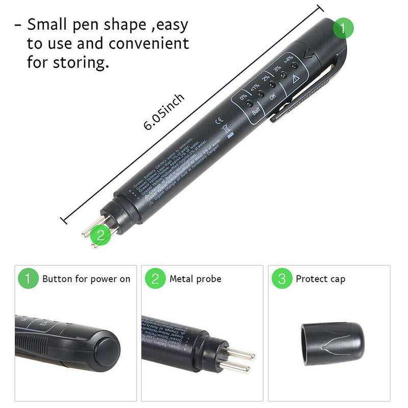 Free shipping- Brake Oil Fluid Tester LED Moisture Liquid Tool Car Vehicle Test Indicator Pen