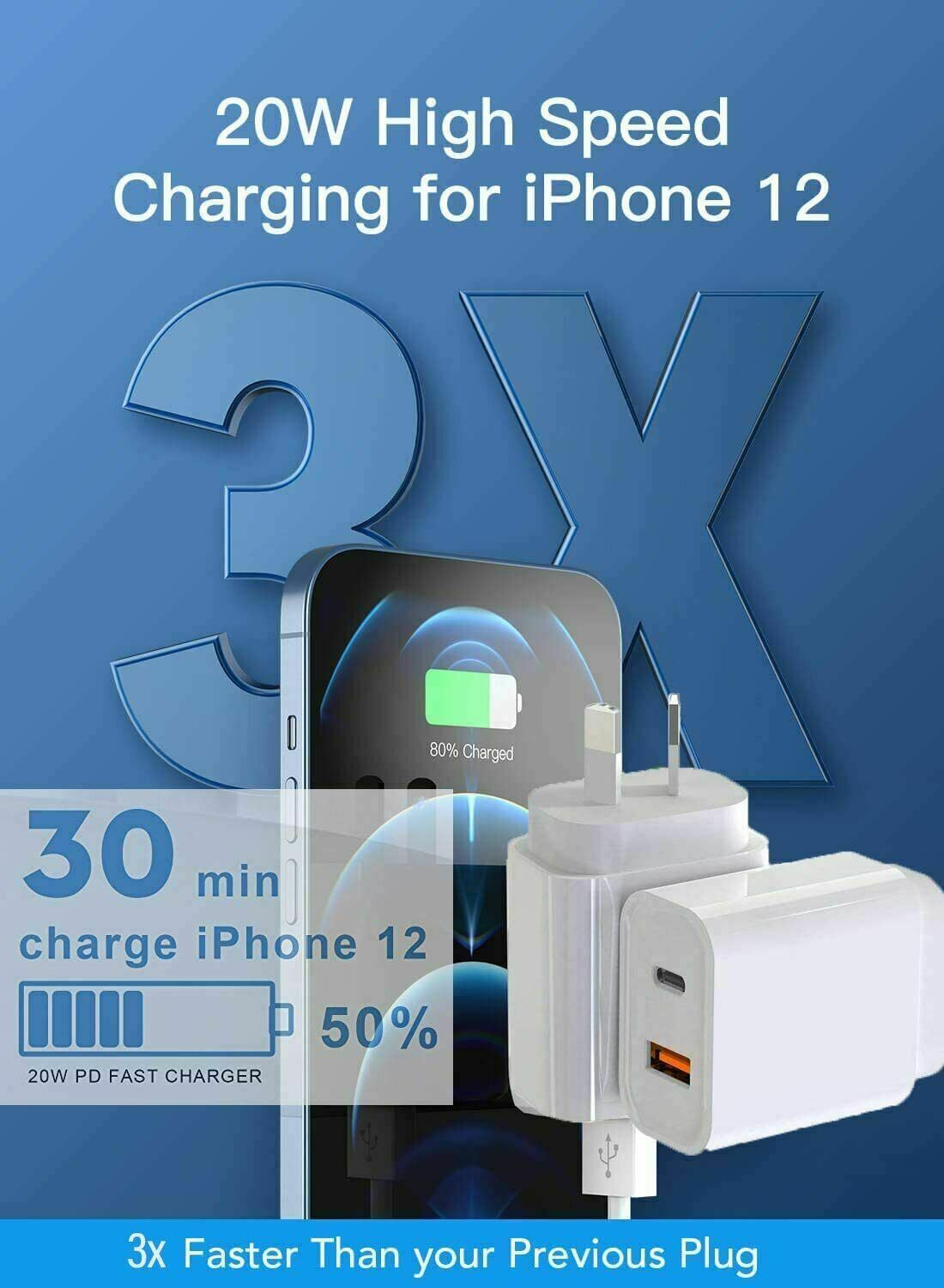 20W DUAL USB+Type C QC3.0+PD Quick Charger AU Wall Plug Adapter