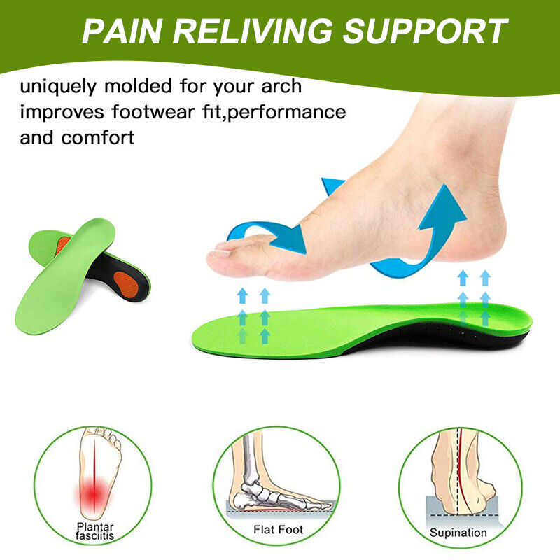 A Pair Orthotic Insoles Arch Support Flat Foot High Plantar Feet Fasciitis Pad Insert
