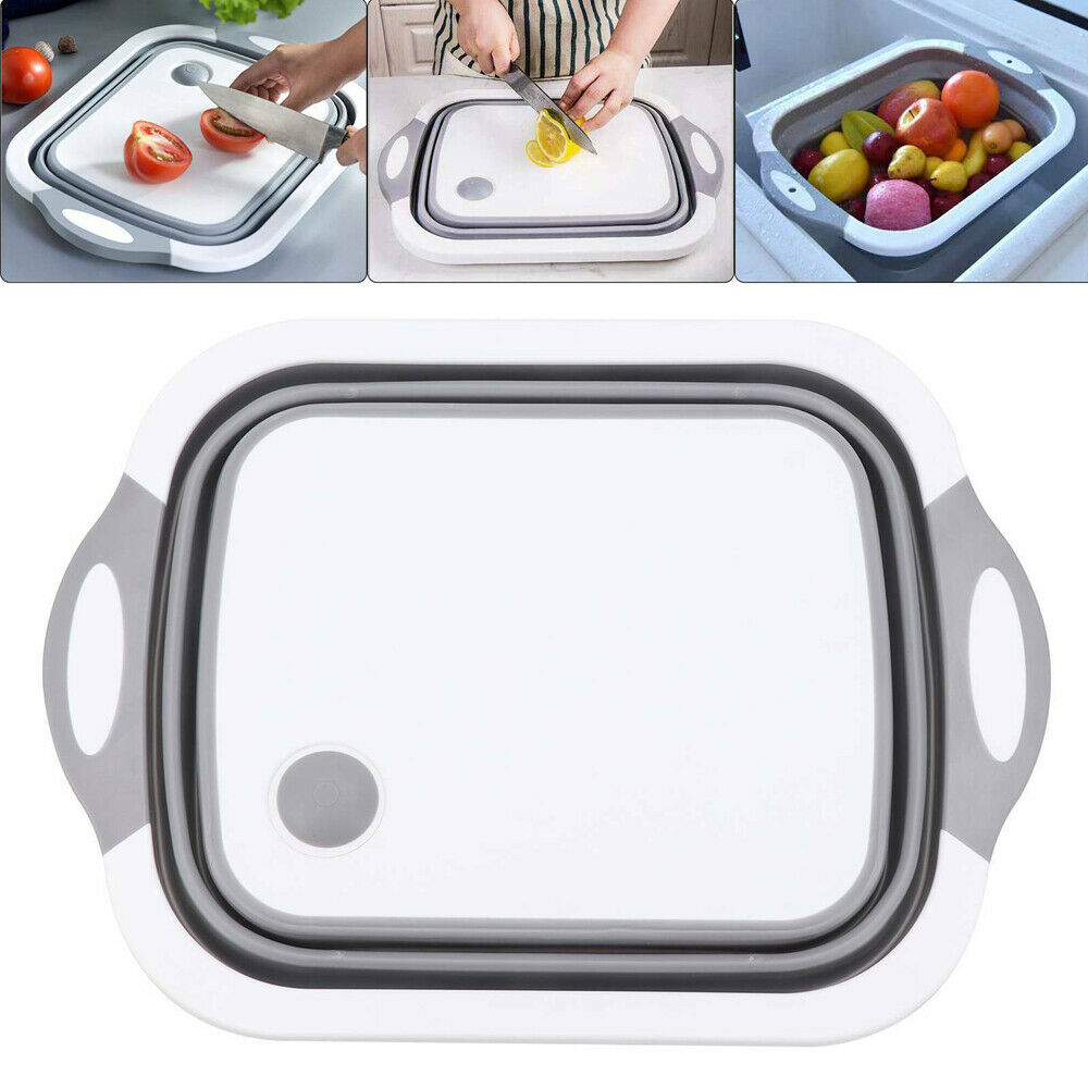 CLEARANCE- 4 in 1 Folding Chopping Cutting Board Multifunctional Tool Sink Drain Basket NEW