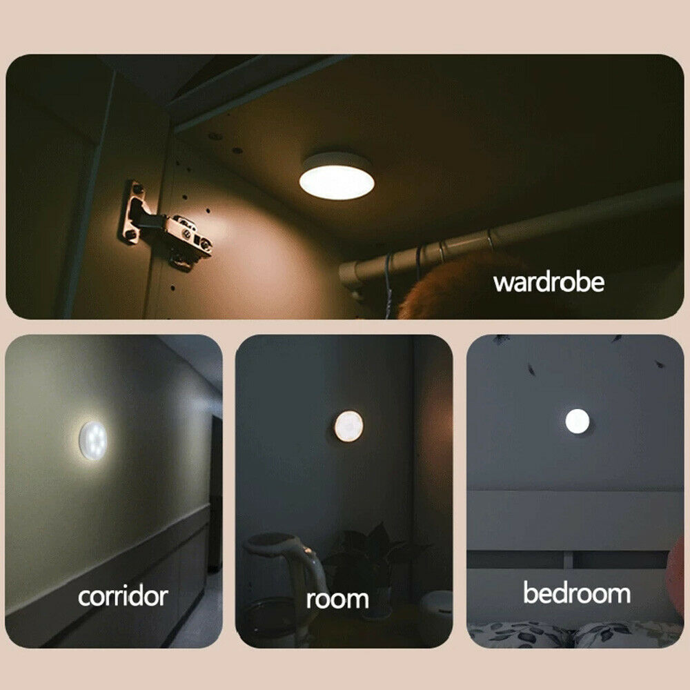 2X Motion Sensor LED Night Light Body Induction Lamp USB Rechargeable Wall Mount