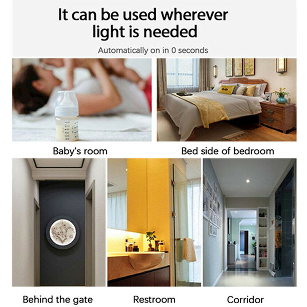 2X Motion Sensor LED Night Light Body Induction Lamp USB Rechargeable Wall Mount
