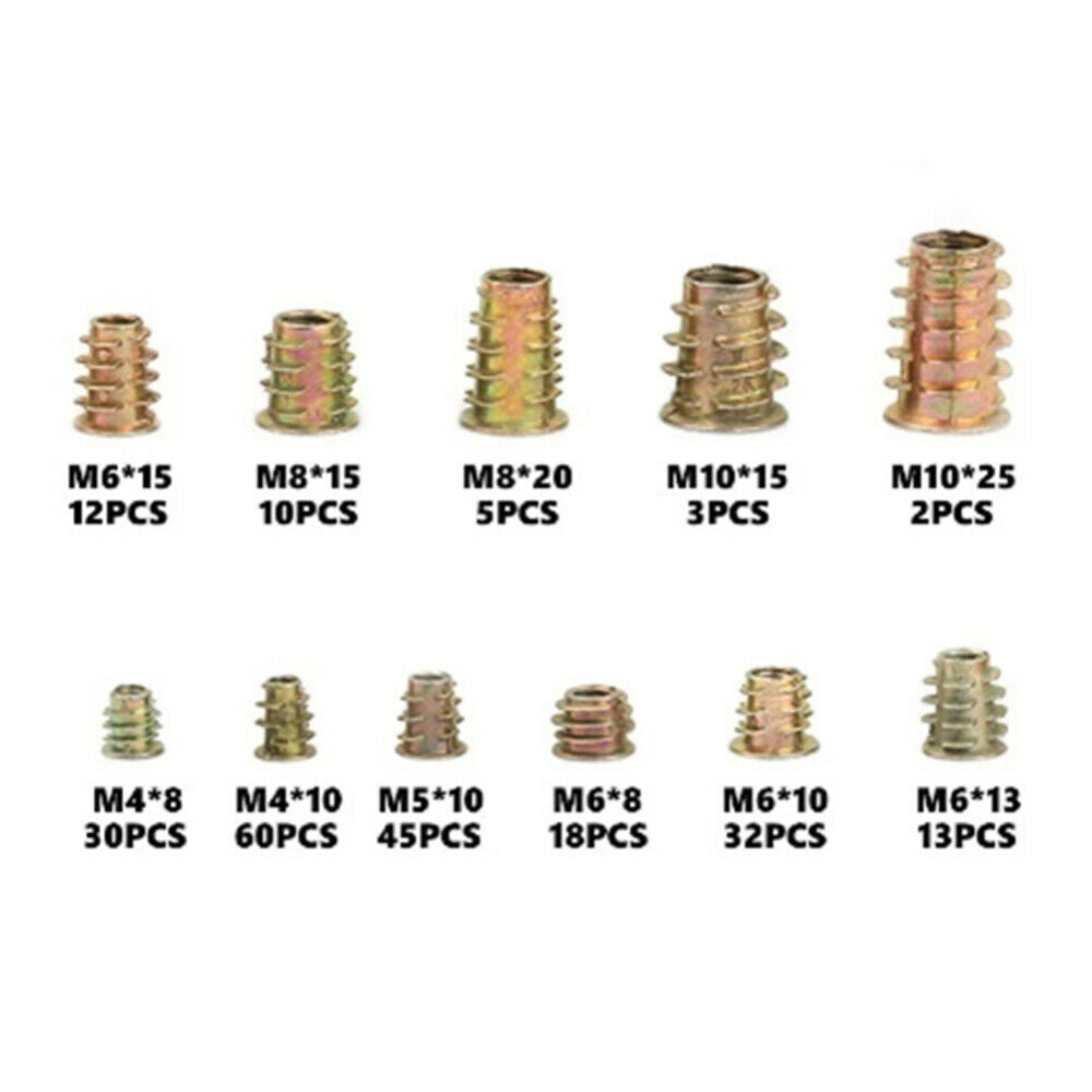 Mdf Insert 230pcs Threaded Inserts Nuts Wood Insert Assortment Tool Kit M4-M10 Fu