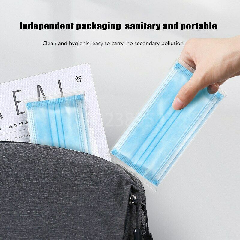 50x Individual Packed 3 Layer Protective Disposable Medical Face Masks