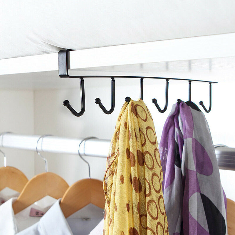 Free shipping-Iron 6 Hooks Wardrobe Cabinet Storage Rack
