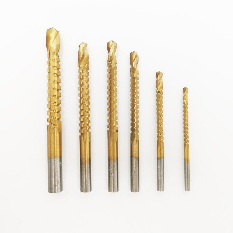 6PC Titanium HSS Wood Auger Set Long Wood Bits 3-8 MM Drill Bit