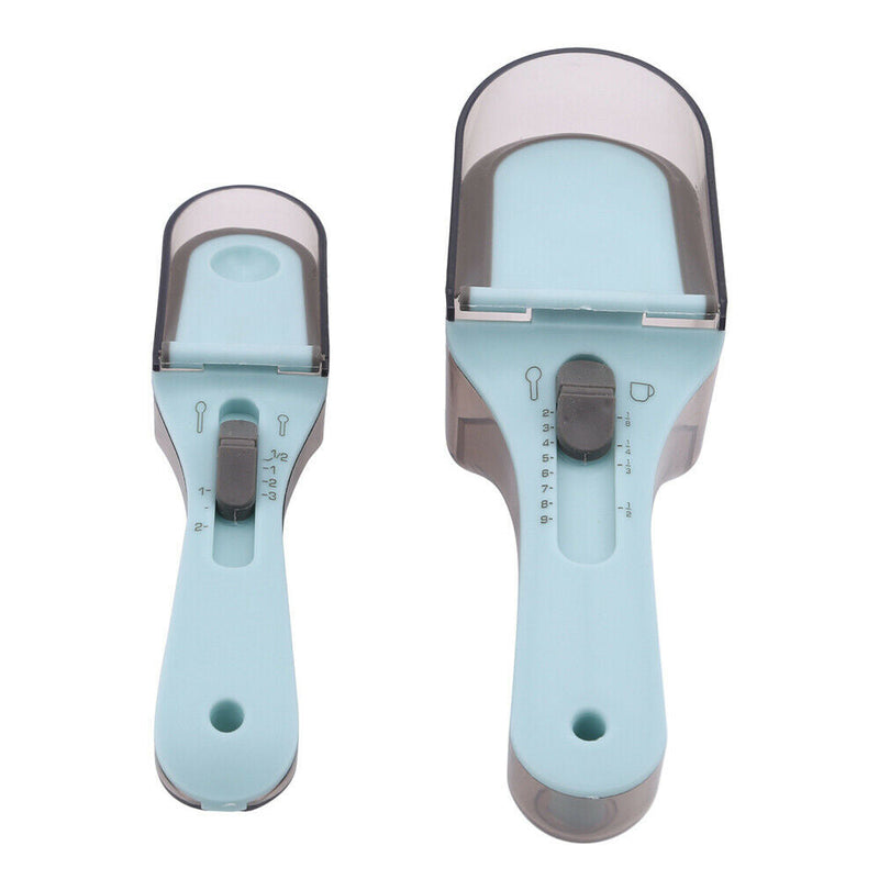 Free shipping- 2pcs Baking Plastic Kitchen Scale Gauge Scoop Adjustable Measuring Spoons