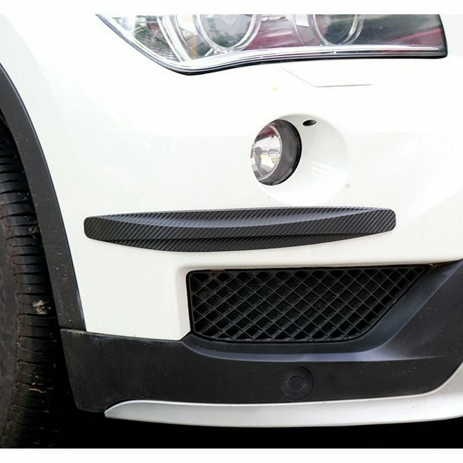 2pcs Car Carbon Fiber Anti-rub Unique Black Strip Bumper Corner Protector Guard