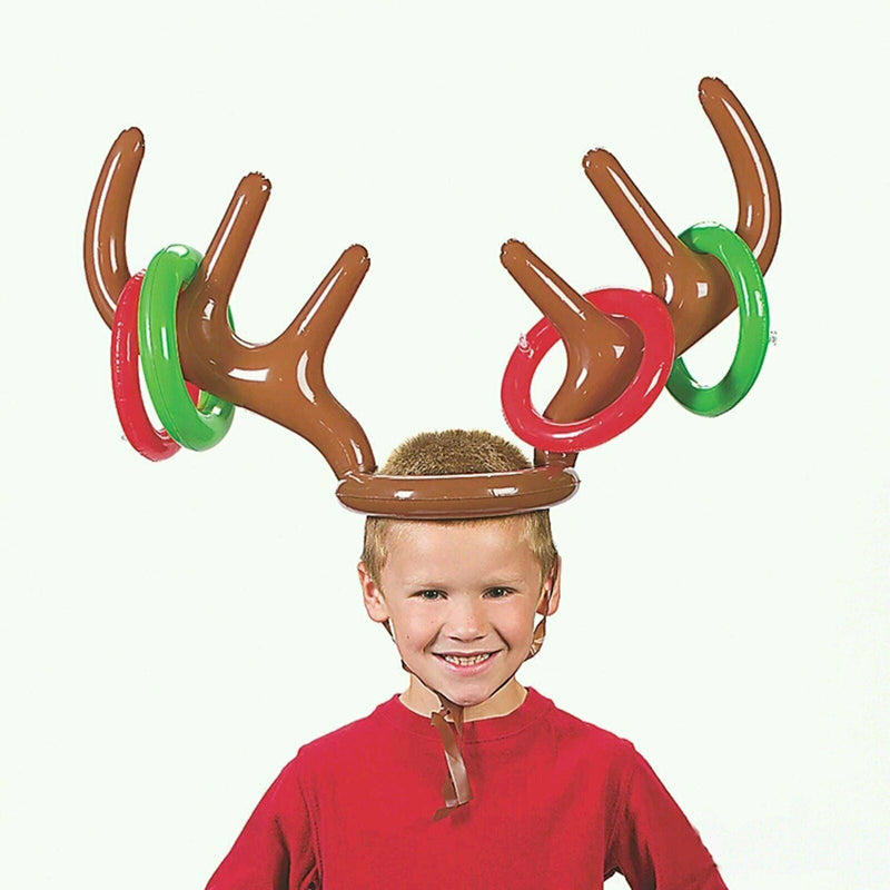 Reindeer Hat Christmas Party Game Ring Moose Inflatable Toss Holiday Toys