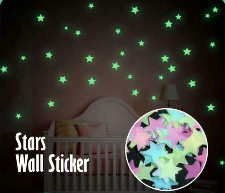 100PC Kids Fluorescent Glow In The Dark Stars Beauty Night Wall Stickers