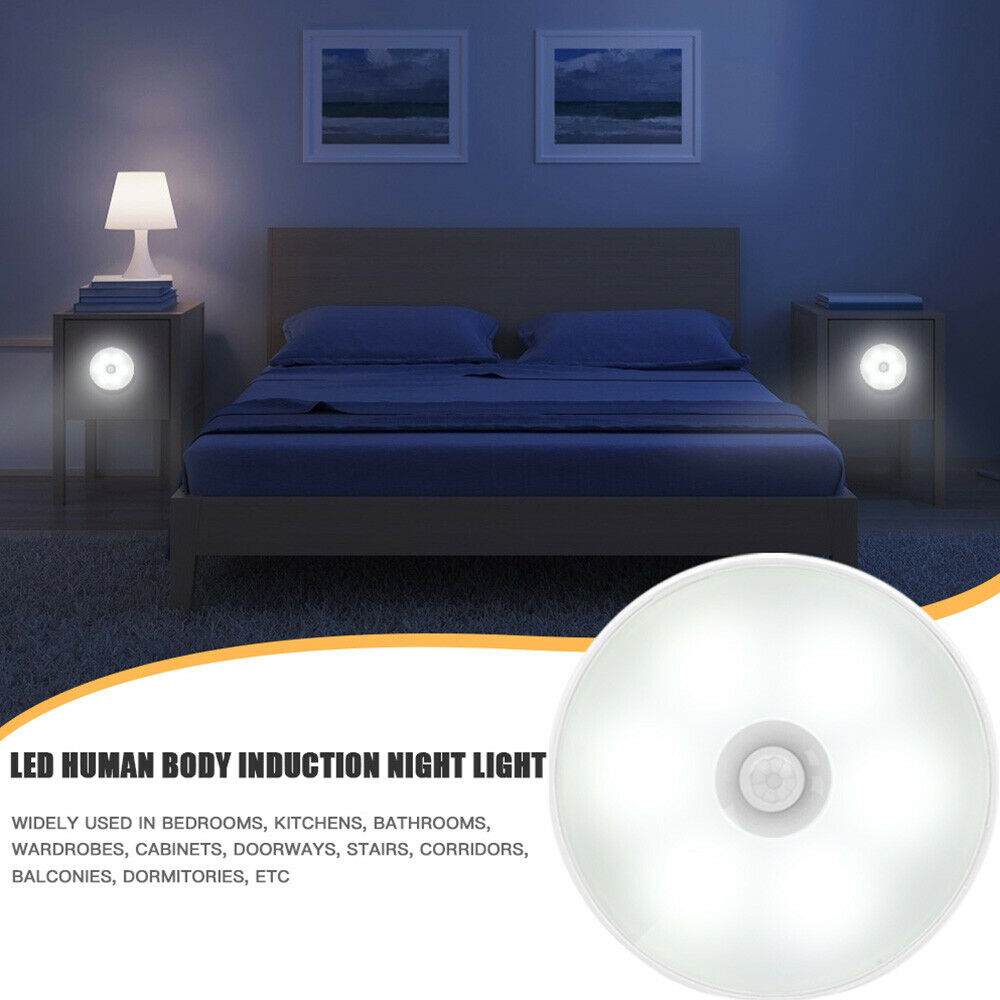 2X Motion Sensor LED Night Light Body Induction Lamp USB Rechargeable Wall Mount