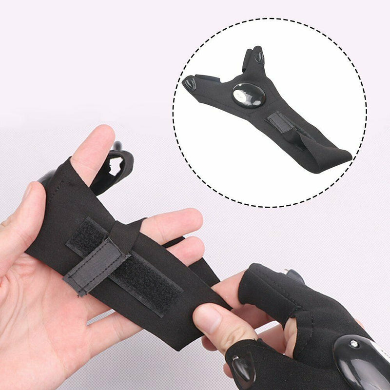 Free shipping- 2pcs Finger Glove with LED Light Flashlight Gloves Outdoor Gear Rescue Night Fishing