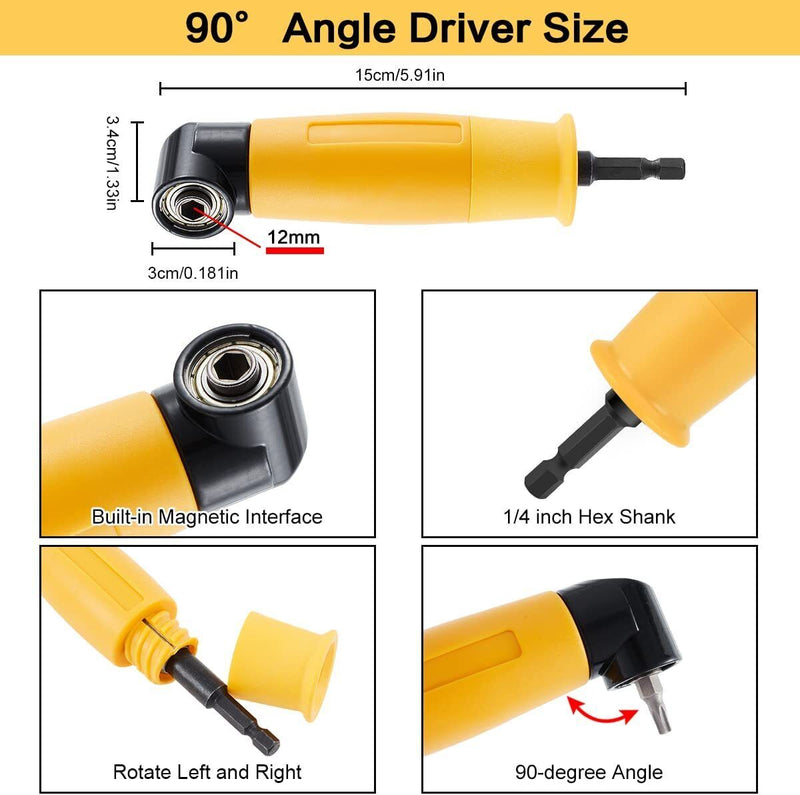 Right Angle Drill Attachment 90° Degree Drill Adapter 1/4" Drive Key Adaptor