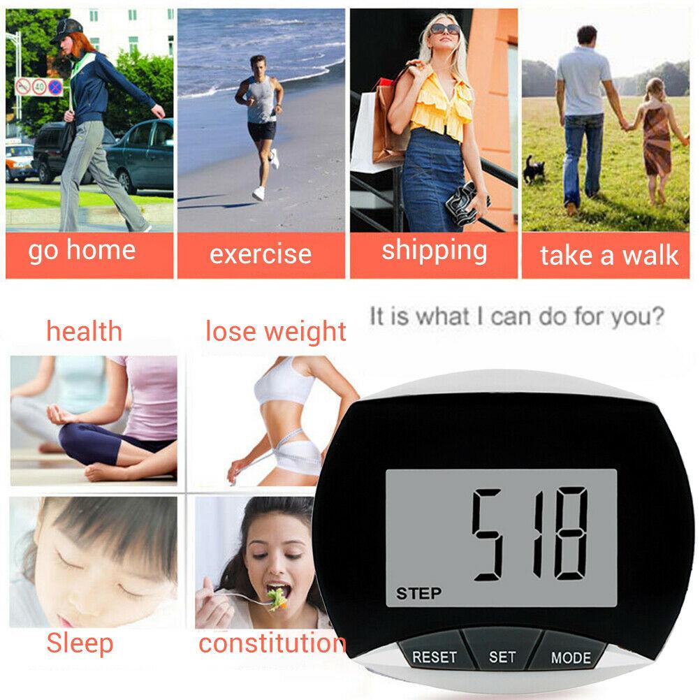 Pedometer Walking Step Counter with Battery Multi-functional LCD Displ ...