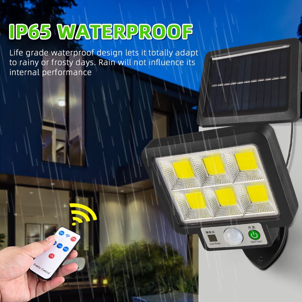 72 COB Solar Motion Sensor Light Outdoor Garden Wall Street Security Flood Lamp
