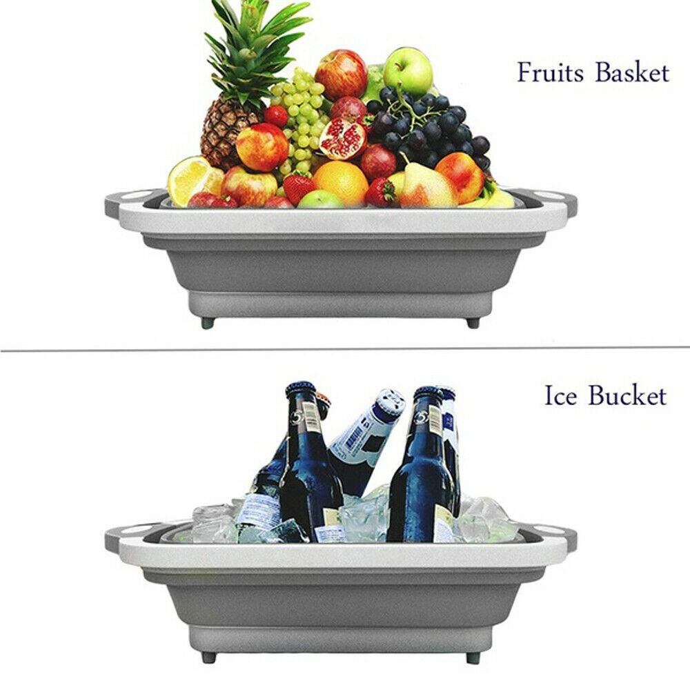 CLEARANCE- 4 in 1 Folding Chopping Cutting Board Multifunctional Tool Sink Drain Basket NEW