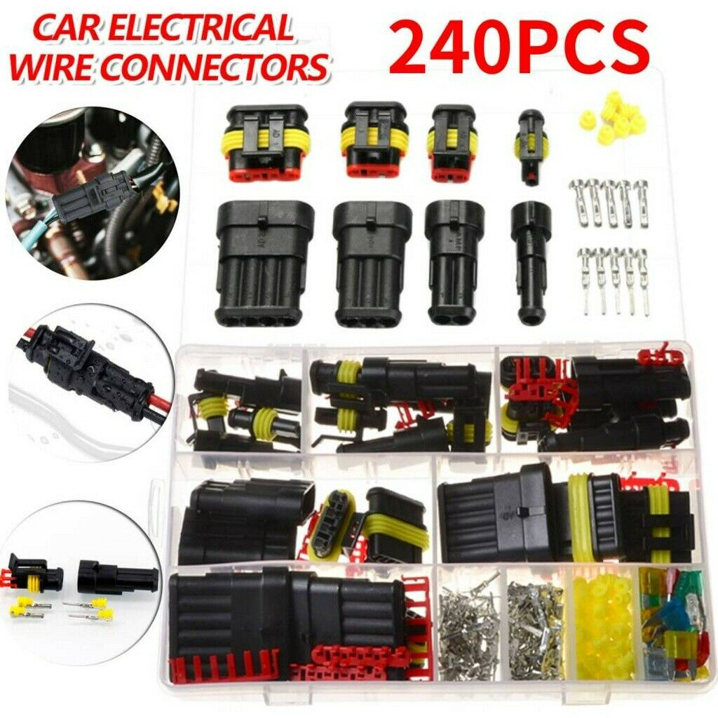 240 Pcs 12V Electrical Terminal Wire Connectors Kit 1/2/3/4/5/6 Pin Waterproof