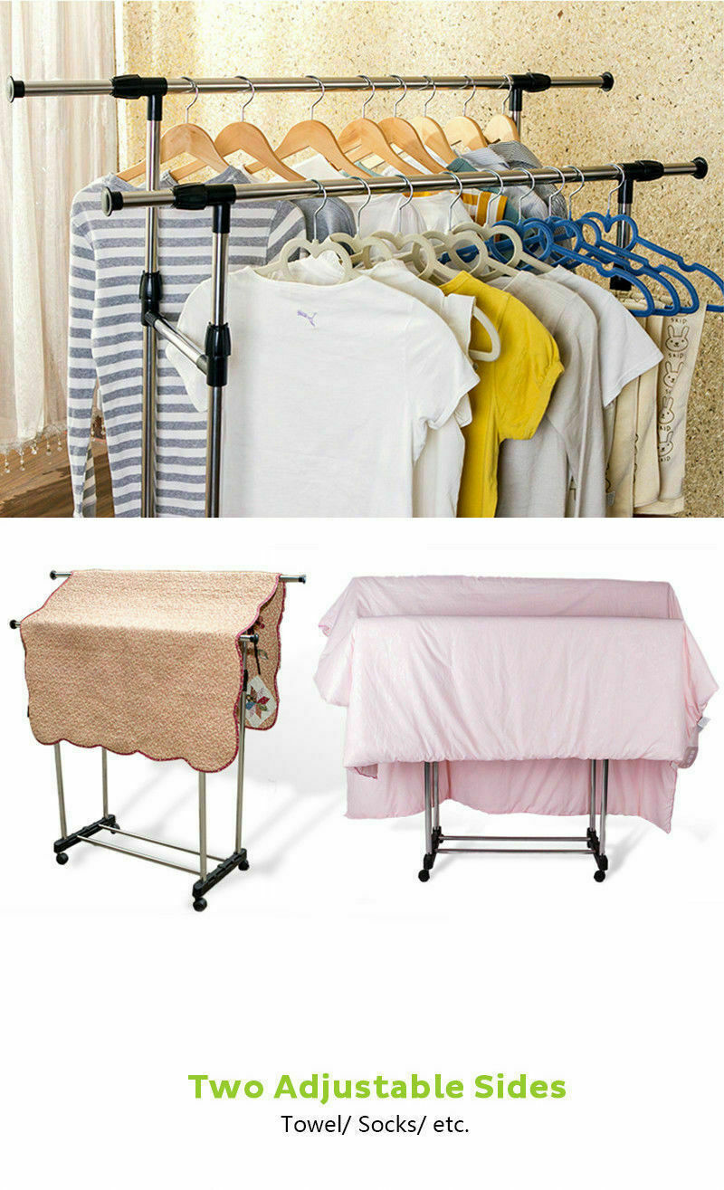 Adjustable Double Stainless Clothes Rack