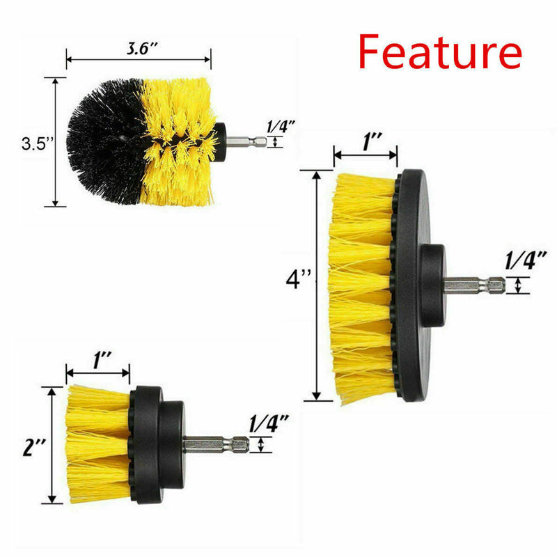 3pcs Scrubber Grout Cleaning Drill Brush Tool Kit