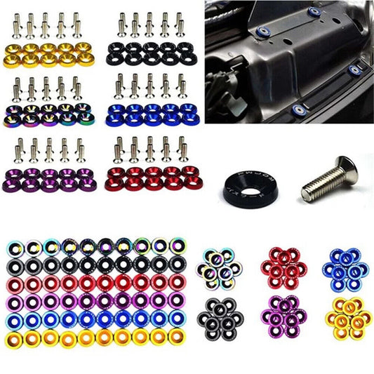 CLEARANCE- 10PCS M6 JDM Car Modified Hex Plate Bolts Styling Concave Washer Bumper Screws