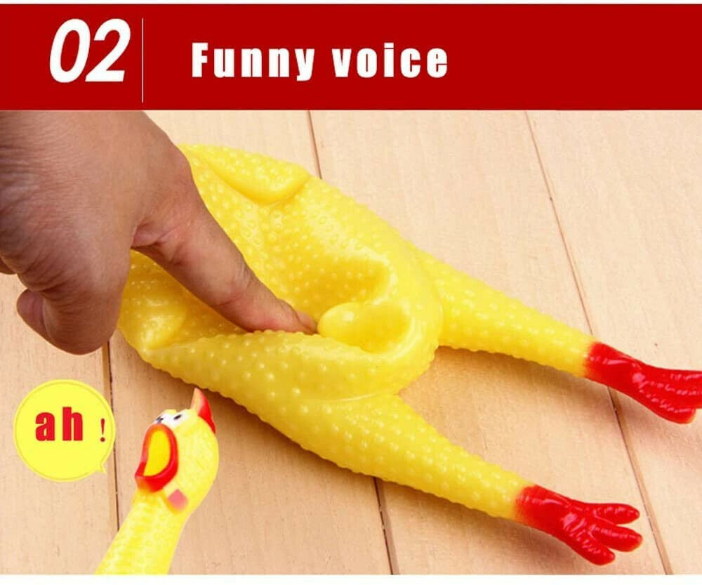 Funny Screaming Chicken Toy Squeaker Shrilling Pet Dog Bite Squeeze Rubber Chew