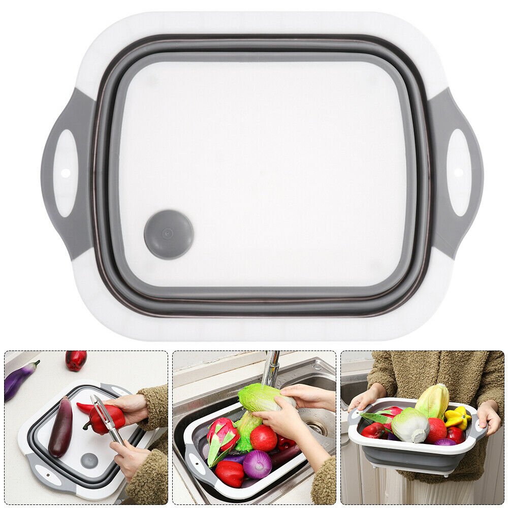 CLEARANCE- 4 in 1 Folding Chopping Cutting Board Multifunctional Tool Sink Drain Basket NEW