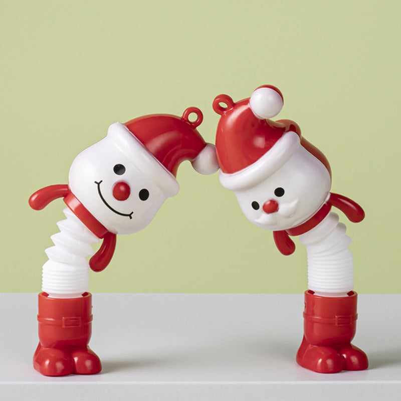 Christmas Santa Claus Snowman Telescopic Sensory Toys Fidget Stress Relief Tube with Light